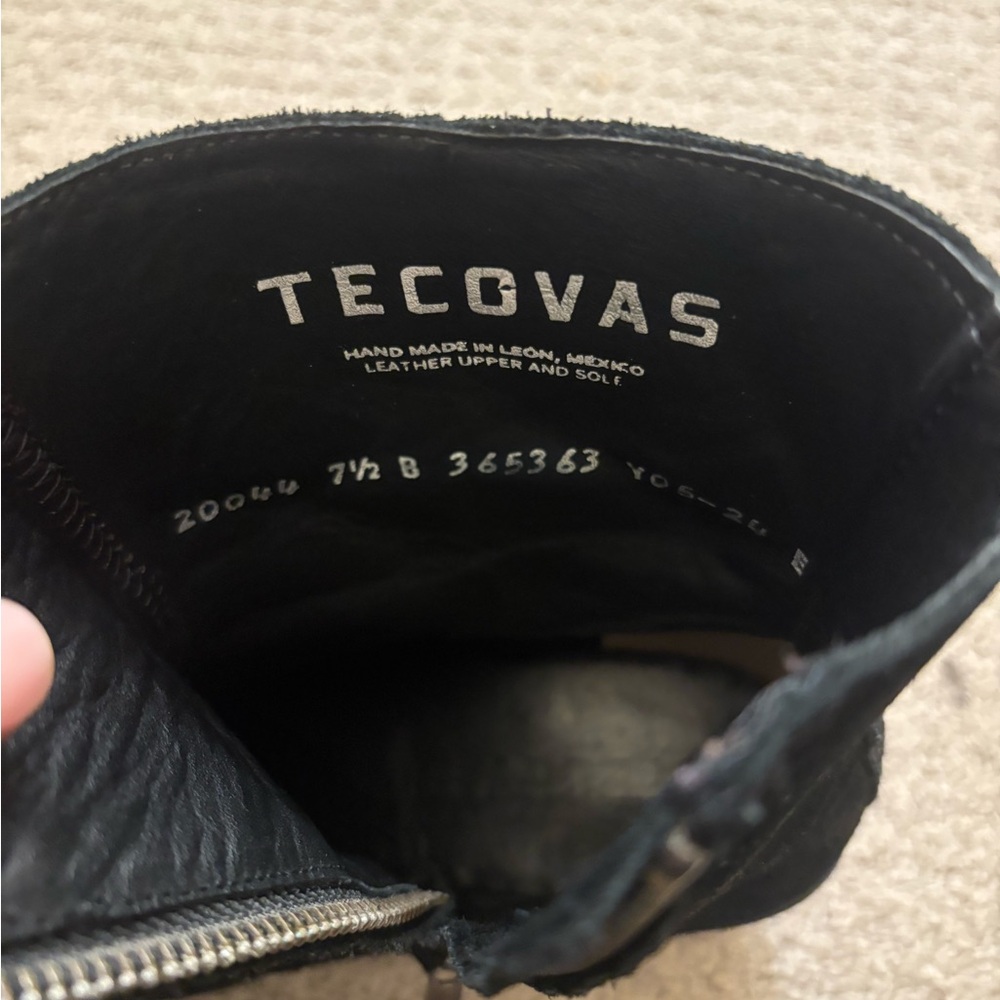Tecovas Black Suede Ankle Boots with Fringe - Picture 6 of 7